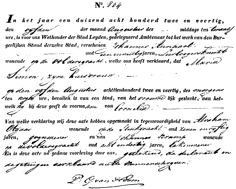 18420805 geb akte 834 Cornelia dv J Hannaart - M Simon